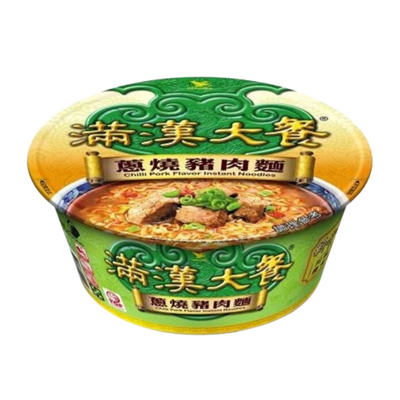 〈2食入〉満漢大餐 豚肉麺（辛口）（カップ麺）｜ 滿漢大餐 葱燒豬肉麵 碗裝（2個パック｜193gx2）