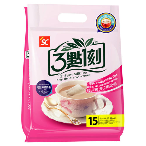 3點1刻  ローズフルーツミルクティー 經典玫瑰花果奶茶｜15バッグ入（20g/バッグ）