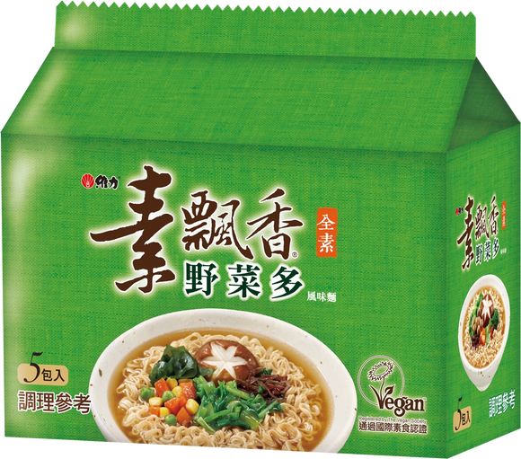 〈5食入〉維力 ベジタリアンラーメン 野菜風味｜維力 素飄香 野菜多風味麵（5食パック｜80gx5）