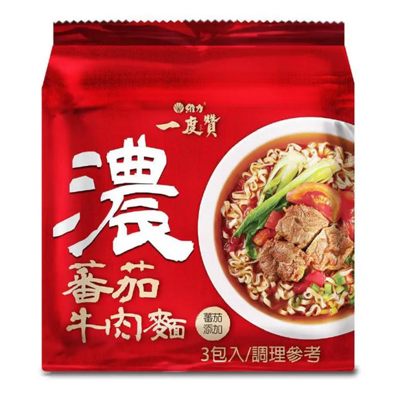 〈3食入〉維力 イットツァン 一度贊 台湾風トマト牛肉麺｜維力 一度贊 濃・蕃茄牛肉麵（3個パック｜185gx3）