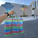 台湾製 漁師網 ナイロンバッグ (茄芷袋) 台湾カラー ボーダー｜Lサイズ｜經典款 茄芷袋（橫條）9号