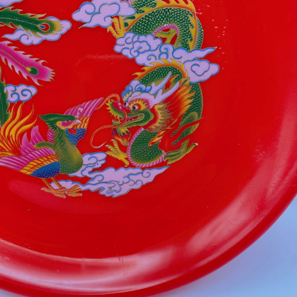 台湾レトロ お参り用竜鳳プレート 花柄｜台灣 拜拜用 龍鳳盤