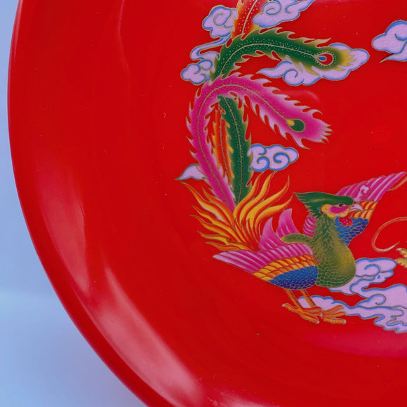 台湾レトロ お参り用竜鳳プレート 花柄｜台灣 拜拜用 龍鳳盤