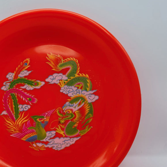 台湾レトロ お参り用竜鳳プレート 花柄｜台灣 拜拜用 龍鳳盤