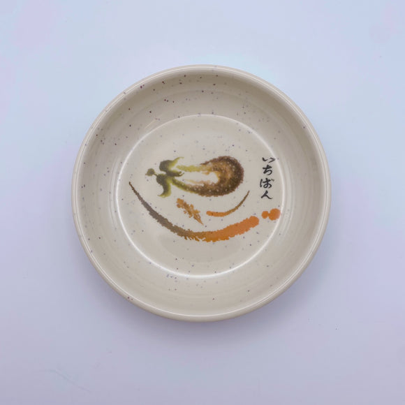 台湾レトロ メラミン製 豆皿（醤油皿）いちばん文字・なす柄｜台灣路邊攤用 美耐皿醬油碟 一番平假名・茄子