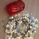 台湾の縁起物 子豚の貯金箱（中）｜カラー：ピンク・ブルー・ゴールド（半透明）｜古早味台灣豬公撲滿 半透明 紅・藍・金黃色