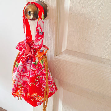 Hakka Rainy 客家花布 巾着バッグ（ランチバッグ）｜手提束口袋（便當袋）｜台湾花布