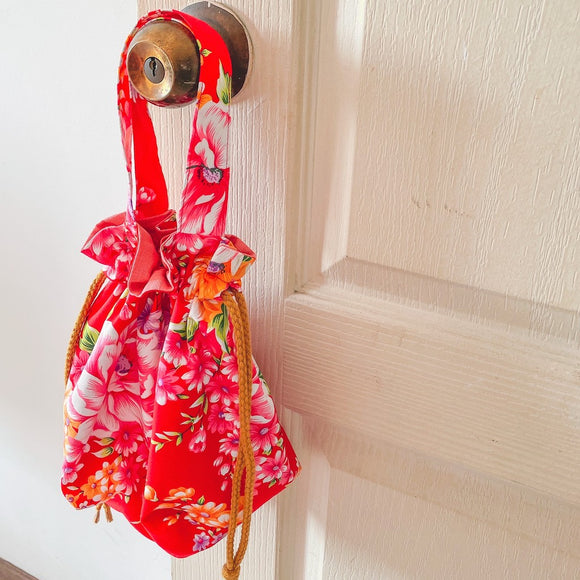 Hakka Rainy 客家花布 巾着バッグ（ランチバッグ）｜手提束口袋（便當袋）｜台湾花布