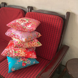 Hakka Rainy 客家花布 クッションカバー｜花布信封抱枕套｜台湾花布