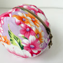 Hakka Rainy 客家花布 ラウンドポーチ（コインケース）｜圓形拉鍊零錢包｜台湾花布