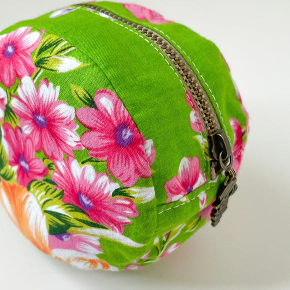 Hakka Rainy 客家花布 ラウンドポーチ（コインケース）｜圓形拉鍊零錢包｜台湾花布