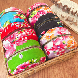 Hakka Rainy 客家花布 ラウンドポーチ（コインケース）｜圓形拉鍊零錢包｜台湾花布