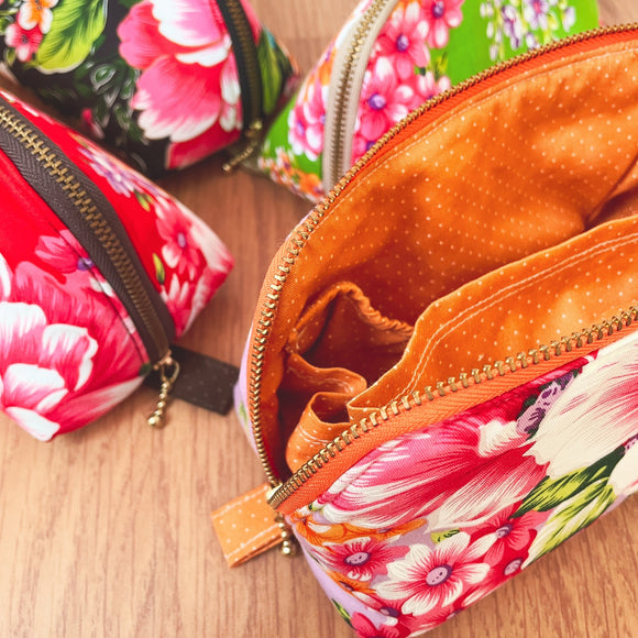 Hakka Rainy 客家花布 シェルポーチ｜貝殼化妝包｜台湾花布