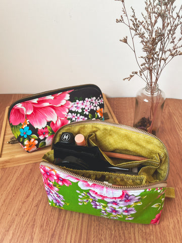 Hakka Rainy 客家花布 シェルポーチ｜貝殼化妝包｜台湾花布