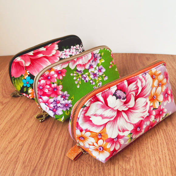 Hakka Rainy 客家花布 シェルポーチ｜貝殼化妝包｜台湾花布