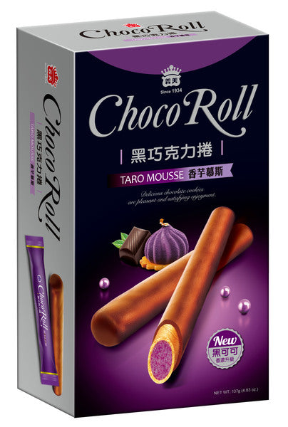 義美 IMEI タロイモ+ストロベリームース ダークチョコロール｜義美 黑巧克力捲 香甜草莓 137g+香芋慕斯 137g 個包装
