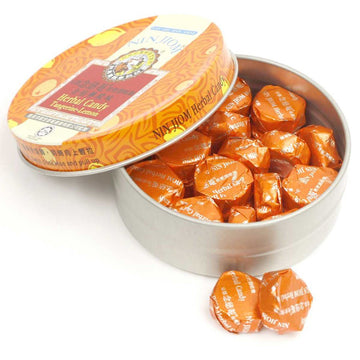 台湾 京都念慈菴 ニンジョム のど飴 キンカンレモン味｜枇杷潤喉糖 金桔檸檬｜60g 缶入り