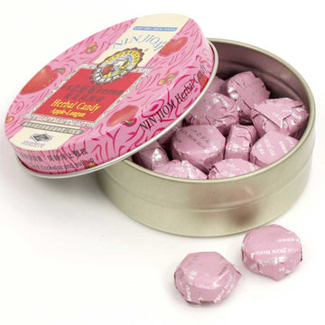 台湾 京都念慈菴 ニンジョム のど飴 リンゴ龍ガン味｜枇杷潤喉糖 蘋果桂圓｜60g 缶入り