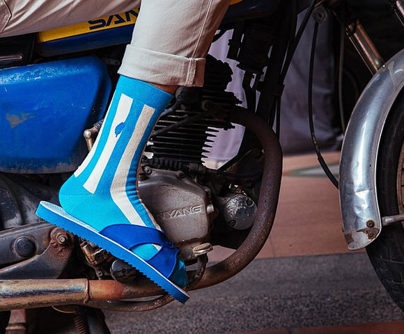 Cosi 台湾 施工現場用 青いストライプ帆布柄 ソックス（男女兼用）台湾製 靴下｜臺灣色彩系列 藍白帆布 無痕中長襪 MIT臺灣製襪子｜サイズ：S・M・L