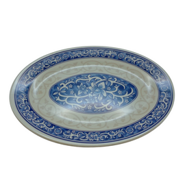 台湾レトロ メラミン製 冷菜用楕円皿 花柄｜台灣路邊攤用 美耐皿腰只盤 藍花紋