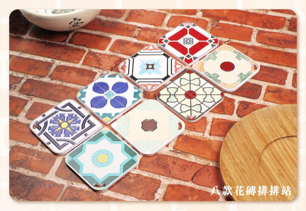 台湾マジョリカタイル柄 キーホルダー型 台湾交通系ICカード｜台灣花磚造型悠遊卡 