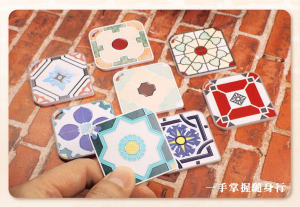 台湾マジョリカタイル柄 キーホルダー型 台湾交通系ICカード｜台灣花磚造型悠遊卡 