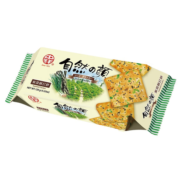 中祥 自然の顔 台湾伝統葱クラッカー 海苔つき｜自然の顏 紫菜蘇打 120g
